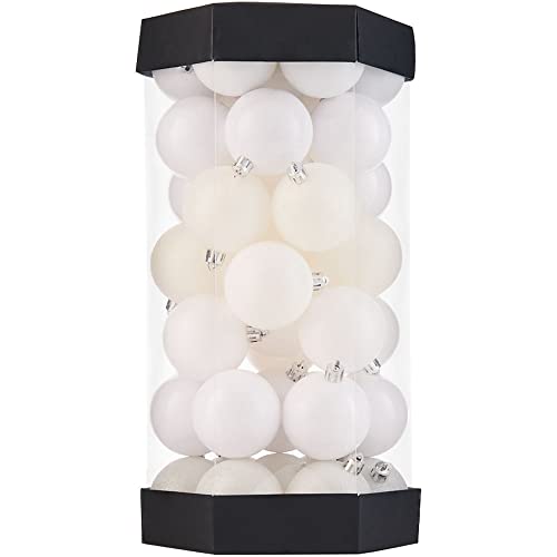 WeRChristmas 42 Piece Shatterproof Bauble Pack, White, 6 cm