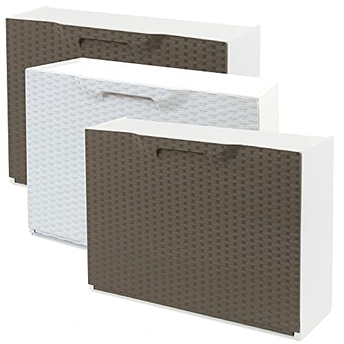 Wellhome Pack of 2 Shoe Rack in Polypropylene Rattan Finish, Brown/White, 40.2 x 51 x 17.3 cm c/u