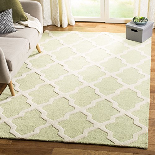 Safavieh Trellis Indoor Hand Tufted Rectangle Area Rug, Cambridge Collection, CAM121, in Light Green / Ivory, 122 X 183 cm for Living Room, Bedroom or Any Indoor Space
