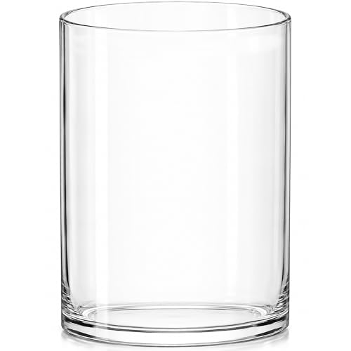 "Royal Imports Flower Glass Vase Decorative Centerpiece for Home or Wedding - Cylinder Shape (5"" wide x 7"" tall, Clear)"