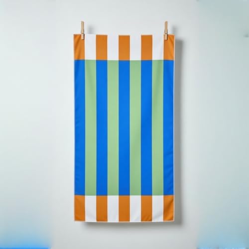 GC GAVENO CAVAILIA Beach Towel for Adults - Premium Microfibre Stripe Towel, Lightweight & Quick Dry - Soft Sand Free Beach Towls, Ideal for Travel & Swimming Towel - (70 x 152 cm) - Blue