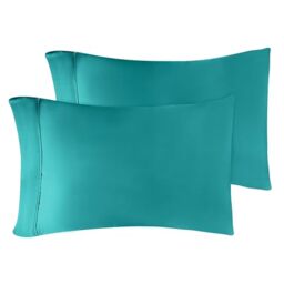 Superior Egyptian Cotton 300 Thread Count Pillowcase Set, Luxury Sateen Weave, 2 Pack, Lightweight, Bed Essentials, Guest Bedroom Pillow Covers, Soft Pillowcases, Bedding Basics, Standard Size, Teal