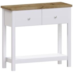 Vida Designs Arlington Console Table Shelf Hallway Side End Dressing Table MDF (White, 2 Drawer)