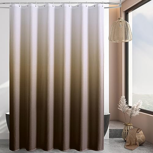 MitoVilla Brown Ombre Shower Curtain 72 x 78, Long Fabric Shower Curtains for Modern Luxury Bathroom Decor, Heavy Duty Hotel Cloth Shower Curtains 78 inch Long