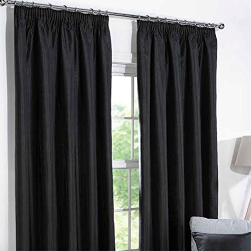 Just Contempo Blackout Eyelet Curtains, Black, 66x90 inches
