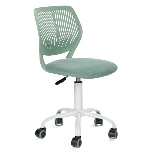 FurnitureR Morandi Colorful Office Chair, Modern Design Adjustable Computer Chair Armless Swivel Computer Chair for Kids Bedroom, Home Office, Blue Fabric