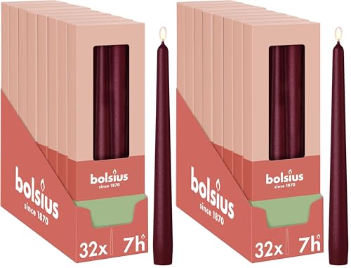 Bolsius Smooth Tapered Candles - Metallic Red - Set of 4 in Box - 24.5 cm - Decorative Household Candles - Burning Time 7 Hours - Unscented - Natural Plant Wax - Without Palm Oil (Pack of 2)