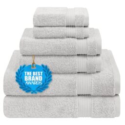 Cotton Paradise 6 Piece Towel Set, 100% Turkish Cotton Soft Absorbent Towels for Bathroom, 2 Bath Towels 2 Hand Towels 2 Washcloths, Silver Gray Towel Set