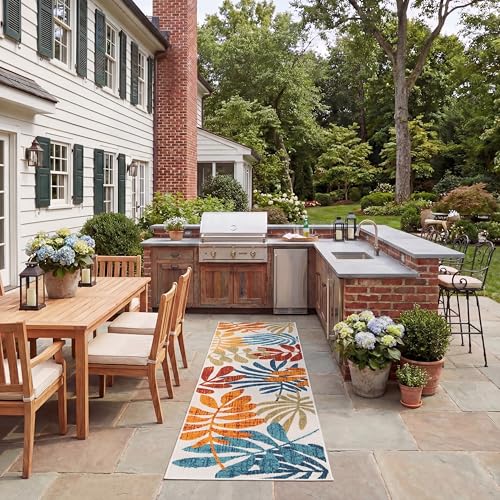 Safavieh Modern Rug for Indoor & Outdoor - Cabana Collection, Short Pile, in Cream and Red, 80 x 180 cm