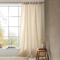 Pineapple Elephant Muscat Waffle 140x183cm Slot Top Voile Curtain Panel Natural