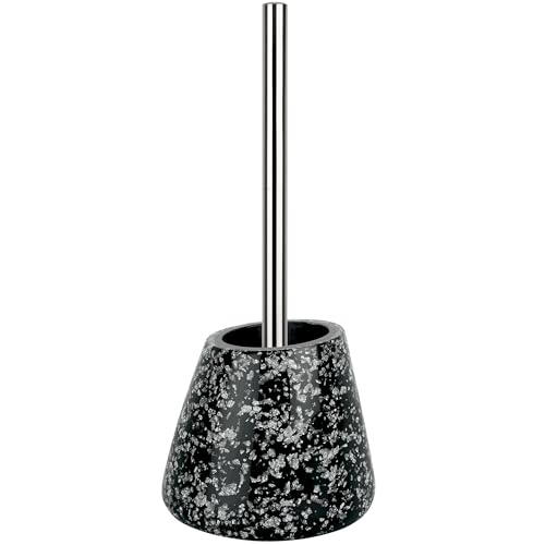 Spirella Etna Glitter Polysresin Toilet Brush, Black - Polyresin, replaceable brush head, stable, for bathroom and guest toilet