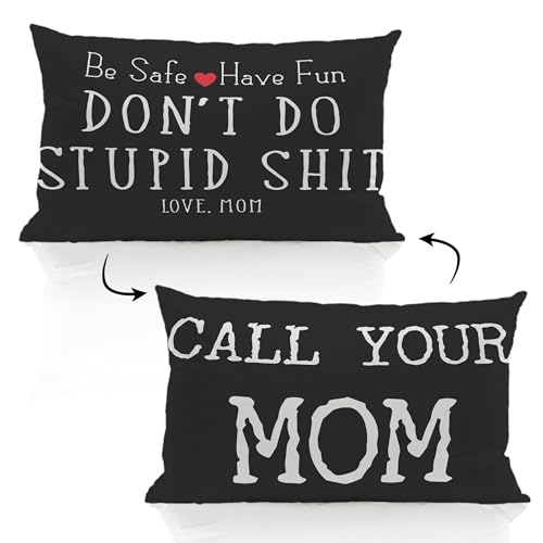 ZJSYXXU Call Your Mom Lumbar Black 12 x 20 Pillow Cover - Funny Throw Pillows for Couch, College Dorm Room Decor, Son Daughter Graduation Gift