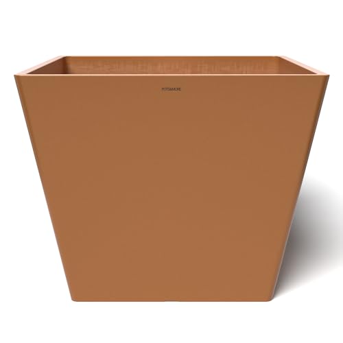 POTS&MORE Prismo 50 Pot (Diameter 50 cm, Square Shape, Terracotta Colour, Height 40.5 cm, Plastic Planter for Indoor Plants) VP025003