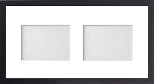 Allington Range 20x10-inch Black Picture Photo Frame with White 2-Aperture Mount for Image Size 7x5-inch (Landscape)