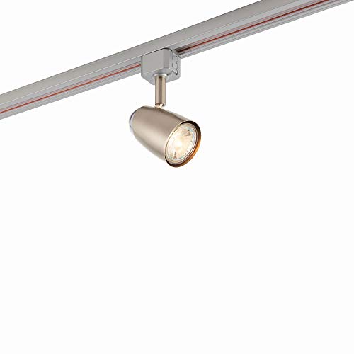 Monte Multi Directional Satin Chrome and Chrome Finish Mains Track GU10 LED Compatible Adjustable Spotlight Track Head Lighting