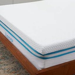 Linenspa Memory Foam Mattress Topper 180 x 200 cm - 7cm Thickness - With Cooling Gel and Washable Zippered Cover - Oeko-Tex - For 2 People, White