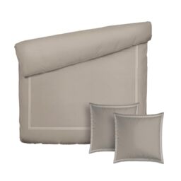 Pure Cotton 3-Piece Double Bedding Set - Duvet Cover 260 x 240 cm & 2 Pillowcases 63 x 63 cm - 100% Cotton Satin, 80 Thread Count, 120 GSM - Oeko-TEX Certified - Silhouette - White/Taupe