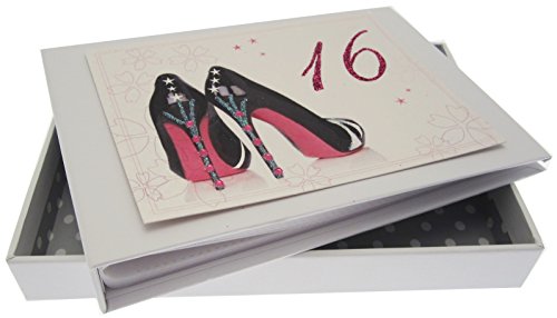 WHITE COTTON CARDS 16th Birthday, Mini Photo Album, Black Shoes