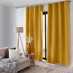 ED Enjoy Home - Curtain - Polyester - 135 x 240 cm - Mustard - Nordica Collection - Ready to Hang - Washable at 30 °C - For All Rooms - Bedding - Curtains