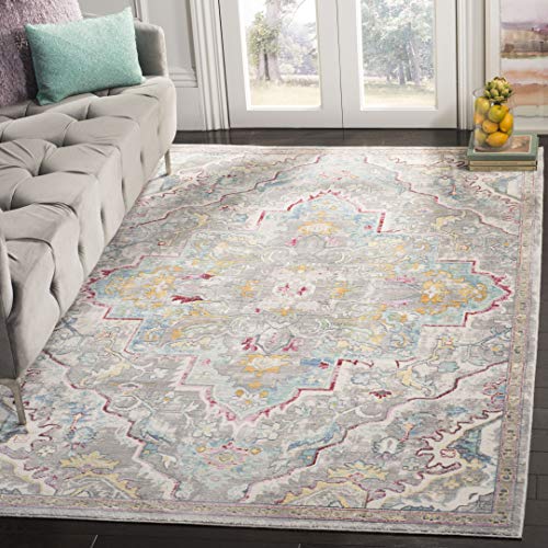 Safavieh Metro-Mod Indoor Woven Rectangle Area Rug, Mystique Collection, MYS921, in Grey / Light Blue, 183 X 274 cm for Living Room, Bedroom or Any Indoor Space