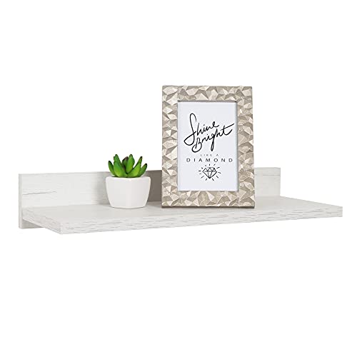 RICOO WM056-EP Wall Shelf 45 x 8 x 19 cm Oak White Chipboard Wooden Hanging Shelf Wall Bookshelf Picture Shelf Kitchen Shelf Hanging Wall Shelf Floating Shelf