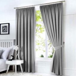 "Fusion - Silver Grey Blackout Curtains W66 x L54"" (168 x 137cm) - Pencil Pleat Curtains in Light Grey - 2x Panels - Thermal Curtains for Bedroom & Living Room - Pleated Curtains and Drapes in Silver"