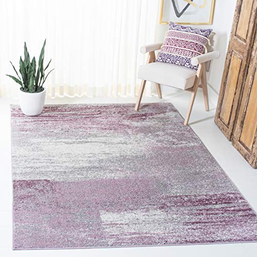 Safavieh Modern Rug for Living Room, Dining Room, Bedroom - Adirondack Collection, Short Pile, in Grey and Purple, 91 X 152 cm