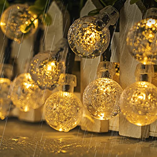 Koopower Solar Lights 2 Pack, 50 LEDs Crystal Balls Waterproof LED Fairy Light on 8M Green String for Garden (Warm White)