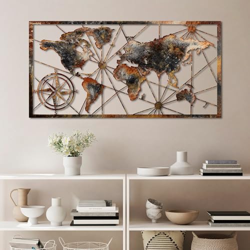 Hand-Painted Decorative Metal Wall Accessory, 120 cm x 60 cm, 100% Metal (1.5 mm), Unique Colour Variations, Stylish Accent for Home Decor