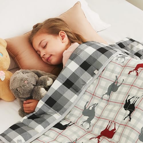 "CuteKing Weighted Blanket - Weighted Blanket with Premium Glass Beads - Breathable Heavy Blanket for Comfortable Rest - Soft Thick Blanket All Season(5lbs, 36""x48"", Deer)"