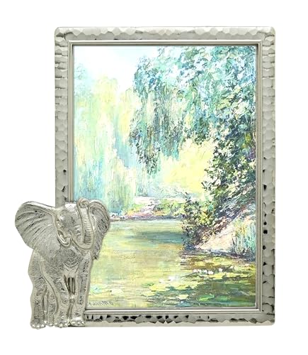 GIFTY GIFTY Modern Thin Boarder Elephant Photo Frame / 4x6 in - for Vertical Display on Tabletops - Perfect for Home Decor, Wedding, Vacation, Graduation, Or Any Milestone Photos (Silver)