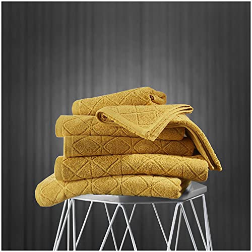 GC GAVENO CAVAILIA Luxury Egyptian Cotton 2 Pack Super Soft 600 GSM Geo Triangle Absorbent Bath Sheet, Ochre, 90x140 Cm