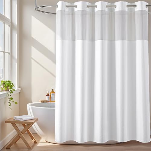 "River Dream Hotel Grade No Hooks Needed Shower Curtain or Liner, Machine Washable (Polyester, 71"" x 74"")"