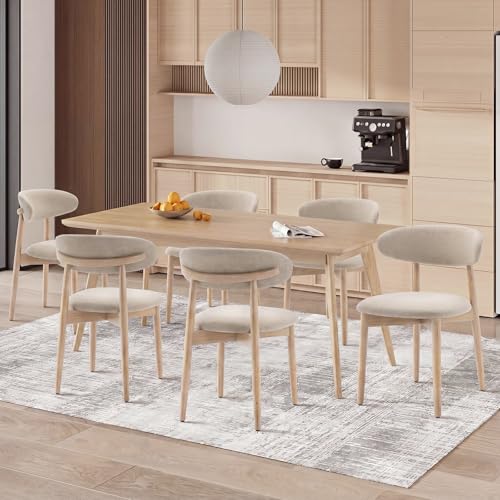 COLAMY Modern Dining Chairs Set with Wooden Legs – Upholstered Fabric Dining Room Chairs with Curved Backrest, Soft Cushion Seat, and Sturdy Rubberwood Frame for Kitchen, Living Room, or Café
