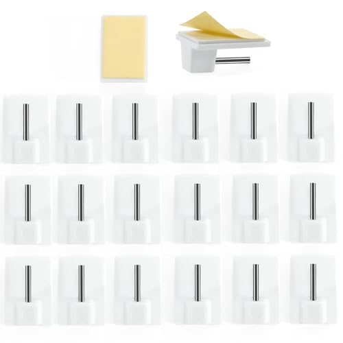Pack of 20 Self-Adhesive Curtain Hooks, Adhesive Hooks, Curtain Rod Hooks, Curtain Hooks, Adhesive Hooks, White for Curtain Rails, 1.9 x 2.8 x 1.3 cm