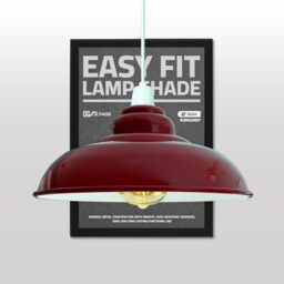 DC VOLTAGE Retro Ceiling Pendant Lamp Shade Burgundy Metal 32 cm Width 13.5 cm Height Curved Shape Ideal for Living Room Bed Room Kitchen Office Balcony Restaurant Bar