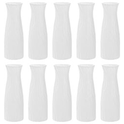 SOUJOY 10 Pack Composite Plastic Flower Vase, White Small Tall Conic Floral Vases Home Decor Centerpieces, Unbreakable Bud Vase for Decor Living Room