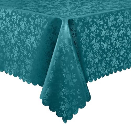 "Smiry Rectangle Table Cloth, Waterproof Heavy Duty Vinyl Tablecloths, Wipeable Washable Table Cover for Kitchen and Dining Room (Emerald Green, 60"" X 102"")"