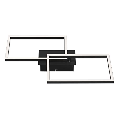 BRILONER Leuchten LED, dimmable Ceiling, incl. Remote, Colour Temperature Control, Night Light and Timer, Black, 500 x 388 x 78 mm, 3149-015