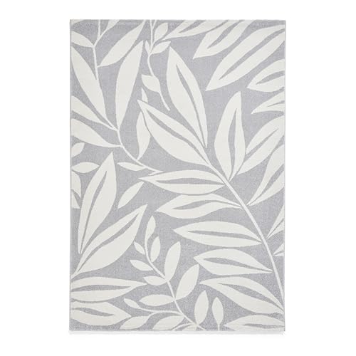 Think Rugs Catherine Lansfield Sorral Leaves Botanical Rug, Grey