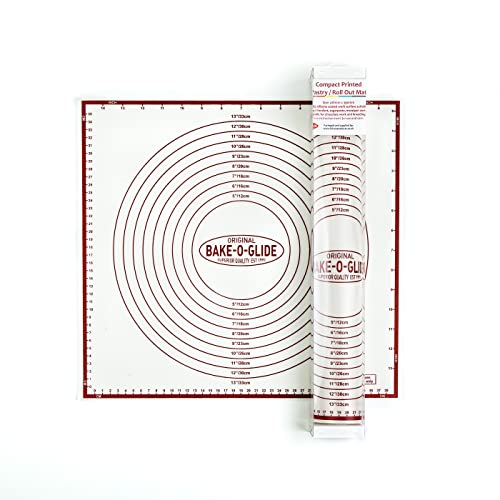 Bake-O-Glide Compact Printed Roll Out Mat, Woven Glass Fabric Coated in Silicone, Brown, 45.8 x 6.4 x 6.4 cm