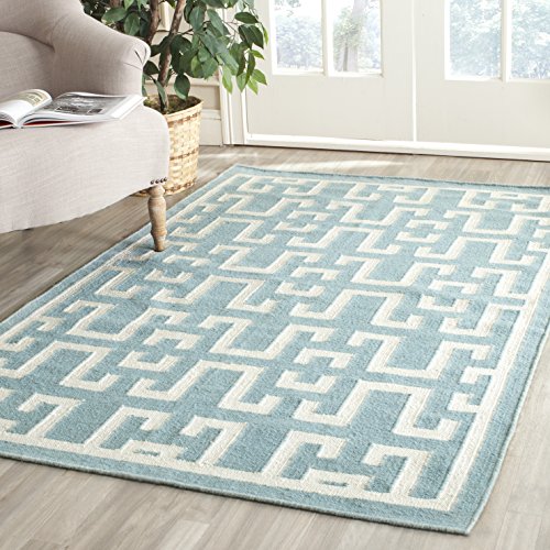 Safavieh Contemporary Indoor Flatweave Rectangle Area Rug, Dhurrie Collection, DHU621, in Seafoam / Ivory, 91 X 152 cm for Living Room, Bedroom or Any Indoor Space