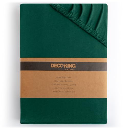 DecoKing Fitted Sheet Small Double 100% Combed Cotton Soft Jersey Bed Sheet 100x200-120x200 cm Green Amber