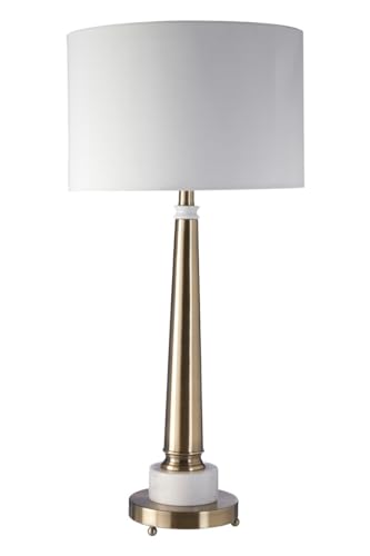 Premier Housewares Classic Table Lamp Antique Brass Finish White Marble Base Desk Lamp Boutique Lighting Lamp For Everyday Use 38cm x 78cm x 38cm