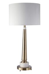 Premier Housewares Classic Table Lamp Antique Brass Finish White Marble Base Desk Lamp Boutique Lighting Lamp For Everyday Use 38cm x 78cm x 38cm