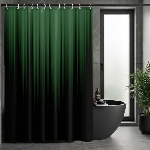 AAtter Green Black Shower Curtain Striped Abstract Modern Gothic Boho Gradient Simple Dark Men Art Extra Long XL Large Bathroom Home Decor Bathtub Set with 12 Hooks, 72x84, Gradient
