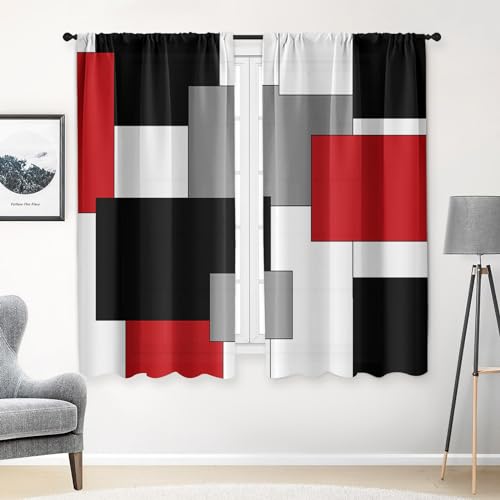 Tayney Red Blackout Curtains for Bedrooom Window Curtains 63 Inch Length 2 Panels Set, Modern Thermal Insulated Window Treatment Blackout Drapes for Living Room