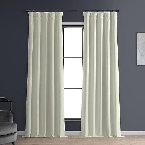 HPD Half Price Drapes Solid Thermal Insulated Blackout Curtains for Bedroom 108 Inches Long Curtain (1 Panel) Signature Blackout Linen Window Curtains for Living Room, 50W x 108L, Excursion Ivory