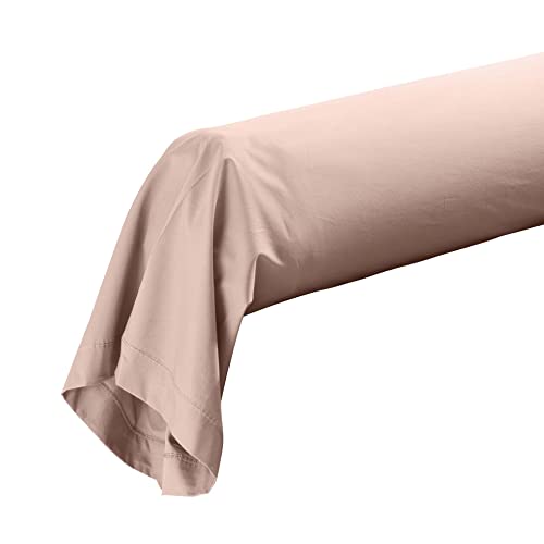 douceur d'intérieur, Bolster Pillowcase (85 x 185 cm) Percaline Nude, Cotton Percale