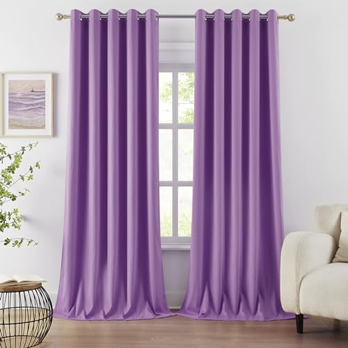 DUALIFE Blackout Curtains, Thermal Insulated Energy Efficient Grommet Top Solid Blackout Curtains for Living Room/Bedroom, W108 x L60